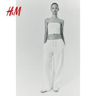 H&M女士内衣抹胸2024夏季棉质修身隐形松紧带短款上衣1215185 黑色/白色 160/88