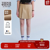 Teenie Weenie小熊2024年夏季休闲裤裙裤百褶学院风时髦裤子女 卡其色 160/S