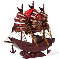 一帆風順帆船官船模型 實木質客廳裝飾品擺件 紅木雕刻工藝品龍船