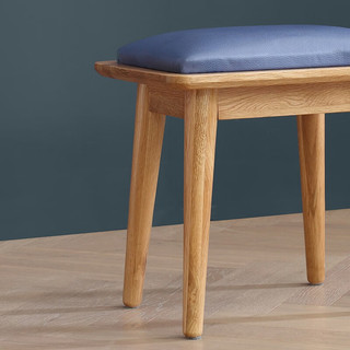 原始原素实木梳妆凳化妆凳北欧简约卧室凳子橡木软包凳D3131 摩洛哥梳妆凳 原木色（蓝灰）