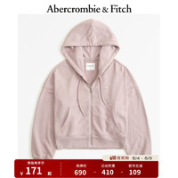 ABERCROMBIE & FITCH女装 复古小麋鹿美式外套辣妹全拉链毛圈布短款卫衣 331458-1 藕合色 XXS (160/80A)