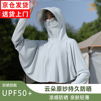 廷毅防晒衣女冰丝防晒服短款防紫外线夏季钓鱼服轻薄披肩LOGO印字 大帽檐款-气质灰 均码【80-160斤】
