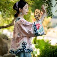 一城风絮玉瓶清欢丨原创设计冬款丨提花缎复古对襟圆领绣花重工清汉女袍褂 【粉色】提花对襟满绣袍褂 S