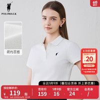 POLOWALK女士polo衫短袖2024夏季美式休闲简约白色t恤上衣女 白色 S