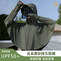 廷毅防晒衣女冰丝防晒服短款防紫外线夏季钓鱼服轻薄披肩LOGO印字 镜片款-苍柏绿 均码【80-160斤】