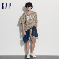 Gap 盖璞 男士logo椰林印花短袖T恤 543974 卡其色 M