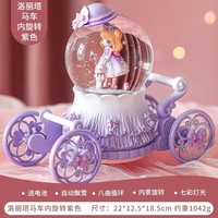 IMVE六一儿童节水晶球音乐盒洛丽塔公主旋转八音盒玩具送女孩 紫色马车【灯光音乐+飘雪内转】
