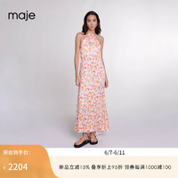 Maje2024夏季女装法式碎花挂脖修身薄款连衣裙长裙MFPRO03580 多色 T40