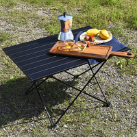 工来工往 户外折叠桌便携式超轻铝合金小桌子庭院公园露营野餐烧烤折叠桌子 黑色大号（含收纳袋）68*40cm