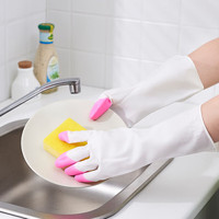 齊麥精品乳膠家務手套防水耐用炫指款清潔洗碗防滑加厚手套獨立包裝 綠色(五雙) S