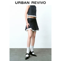 URBAN REVIVO 水果系列 女士甜酷拼接牛仔半身裙 UWU840077 靛蓝 L
