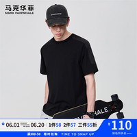 马克华菲【字母立体绣】短袖T恤男24夏圆领简约时尚拼接休闲百搭运动T恤衫 001黑色 M