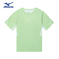 美津浓（MIZUNO）Mizuno儿童短袖T恤2024年夏季运动户外上衣t休闲男童 浅绿色 140cm (身高135-145cm)