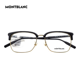 万宝龙（MONTBLANC）近视眼镜框架MB0199OA 006+依视路钻晶膜岩1.56镜片 006黑金色