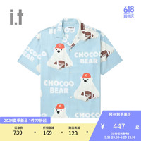 :CHOCOOLATEit :CHOCOOLATE男装短袖衬衫2024夏季青春活力花衬衫8390XUM BLA/蓝色 S