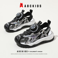 ABC KIDS男童凉鞋夏季新款儿童沙滩鞋女中小童包头防滑旋钮扣运动男孩鞋子 黑/银色 28码 内长18.0脚长17.0