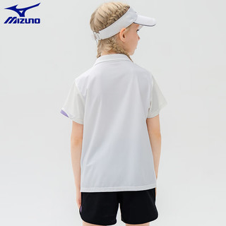 美津浓（MIZUNO）女童针织短袖T恤2024夏季中大童速干衣儿童上衣 白色 140cm