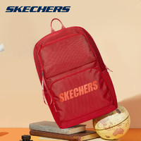 SKECHERS 斯凯奇 书包双肩包背包大容量男夏季情侣款简约大学生旅行 赛车红-001W