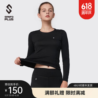 SANFO PLUS 户外Power Dry轻量打底系列 速干抑味银离子秋衣秋裤18022 女款 18021 黑色 XL