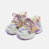 Kappa 卡帕 Kids卡帕童鞋儿童鞋男童运动鞋子拼色新款时尚女童系带休闲鞋亲子鞋 006-紫色 32码