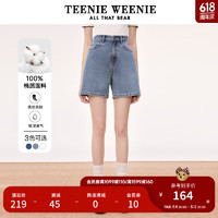 Teenie Weenie小熊时髦三分裤牛仔裤短裤休闲时尚女装秋冬韩版TW小熊 A款浅蓝色 155/XS