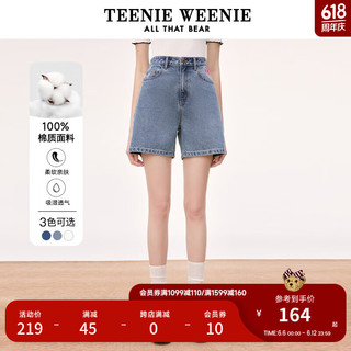 Teenie Weenie小熊时髦三分裤牛仔裤短裤休闲时尚女装秋冬韩版TW小熊 A款浅蓝色 165/M