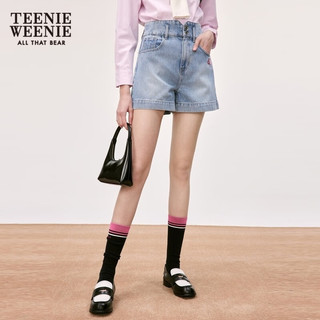 Teenie Weenie小熊时髦三分裤牛仔裤短裤休闲时尚女装秋冬韩版TW小熊 B款-浅蓝色 175/XL