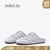 Bella Lily2024夏季德训半包拖鞋女外穿小白鞋无后跟平底鞋子 白色 35