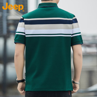 吉普（JEEP）短袖T恤男夏季Polo商务休闲衫男士潮流凉感衣服男装 墨绿 2XL 
