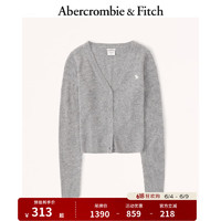 ABERCROMBIE & FITCH女装 美式小麋鹿保暖休闲柔软羊绒毛衣针织开衫320362-1 灰色 L (165/104A)