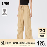 森马 Semir休闲裤女褶皱设计阔腿工装裤夏103323127026 咖色调00455 L