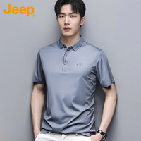 吉普（JEEP）T恤男士短袖夏季冰丝Polo商务休闲衫透气凉感衣服男装 铁灰 M 