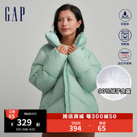 Gap女装秋季LOGO廓形发热保暖面包型羽绒服720893外套 天青绿 160/80A(XXS)