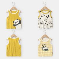 百亿补贴：cutepanda's 咔咔熊猫 婴儿衣服 竹节棉背心无袖T恤夏装上衣