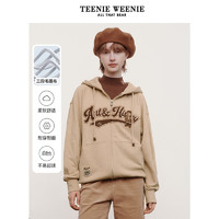 Teenie Weenie小熊时尚休闲宽松拉链连帽卫衣上衣女TW小熊 卡其色 170/L