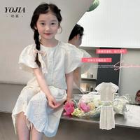 YOJIA 女童套装夏款2024新中式国风女孩短袖裤子两件套儿童时髦夏装