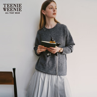 Teenie Weenie小熊宽松韩版女装套头针织衫毛衣外搭内穿 灰色 155/XS