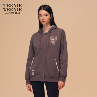 Teenie Weenie小熊加绒卫衣女秋冬保暖舒适时尚连帽卫衣外套女 深灰色 160/S