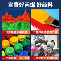 艺蔻 防水不掉色丙烯颜料48色手绘画墙绘彩绘diy工具24色丙烯画颜料套装画鞋子专用儿童涂鸦12色白色金色100ml钛白