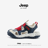 Jeep 吉普 儿童凉鞋夏季轻便防滑新款溯溪鞋 深蓝红