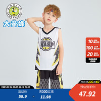 大黄蜂童装男童篮球服儿童透气运动服2024夏季中大童短袖两件套 黑色 170