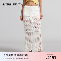 MISS SIXTY2024夏季针织长裙女重工镂空钩花法式度假风半身裙 白色 XS