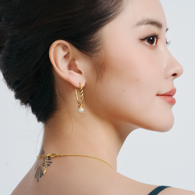 fellala 翡拉拉 珍珠耳环高级感编织耳饰优雅气质百搭耳钉通勤耳圈