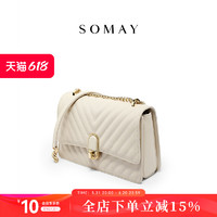 Somay 夏季鏈條包包女2024新款女士質感單肩包斜挎包白色小眾腋下包女包