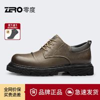 ZERO ZRO零度男鞋夏季新款寬腳皮鞋磨砂牛皮耐磨工裝鞋男