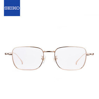 精工(SEIKO)眼镜框基础系列全框方形休闲超轻钛材眼镜架HE7102 01金色 51mm