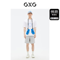 GXG 男装 商场同款白色圆领短袖T恤时尚潮流印花 2023年夏季新品