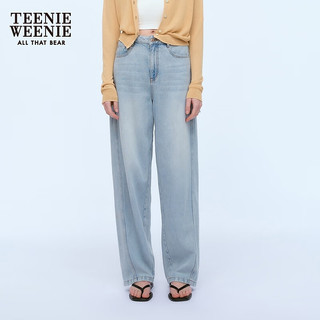 Teenie Weenie小熊女装2024夏装时尚莱赛尔棉香蕉裤牛仔裤长裤 浅蓝色 160/S