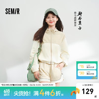 森马（Semir）郑合惠子防晒衣女短款凉感外套2024年夏装时尚复古轻量化上衣 咖白色调00451 155/80A/S