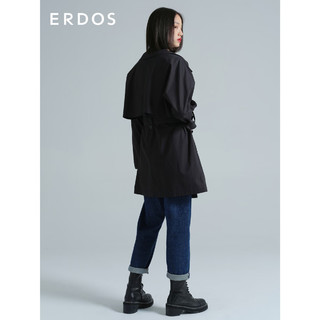 ERDOS 春夏棉府绸女轻便廓形风衣外套 黑 160/84A/M